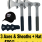 3 Axes & Sheaths + FREE Hat