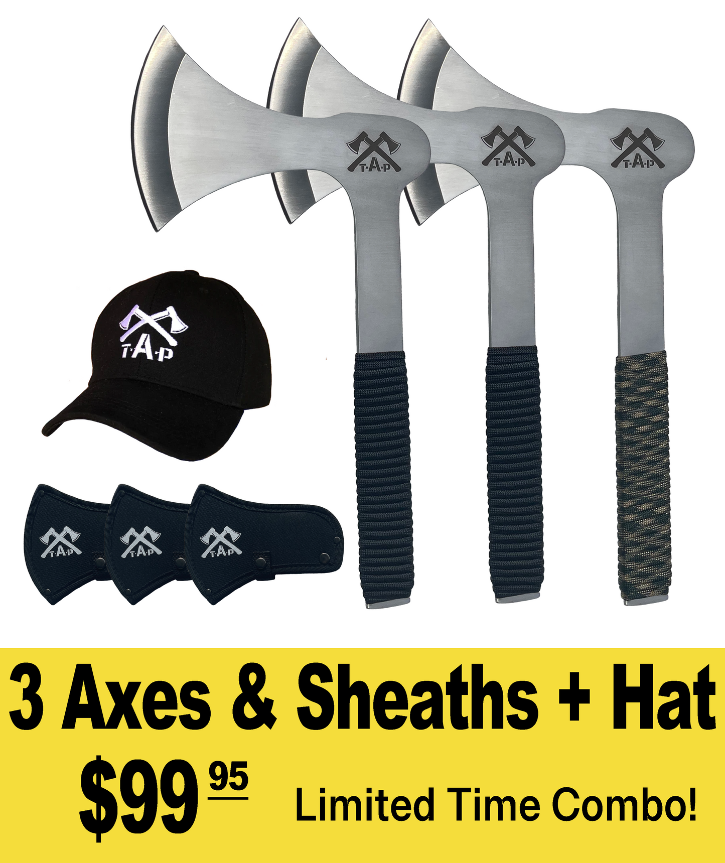 3 Axes & Sheaths + FREE Hat